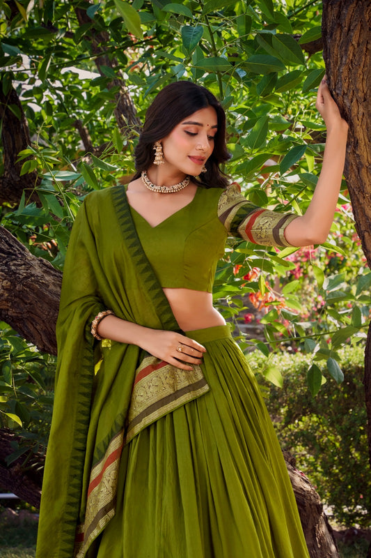 Priyaa - Beautiful Chanderi Cotton Fully Stitched Lehenga