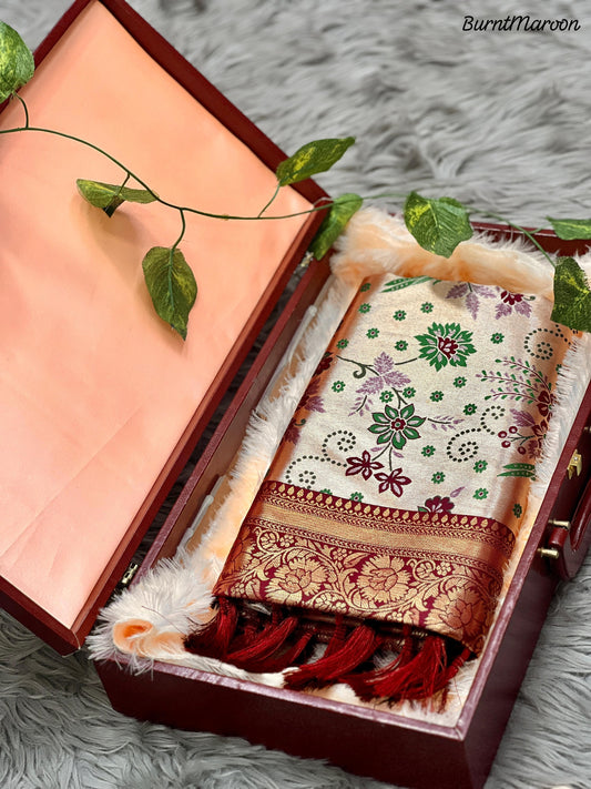 Premium fully weaved zari silk saree with blouse