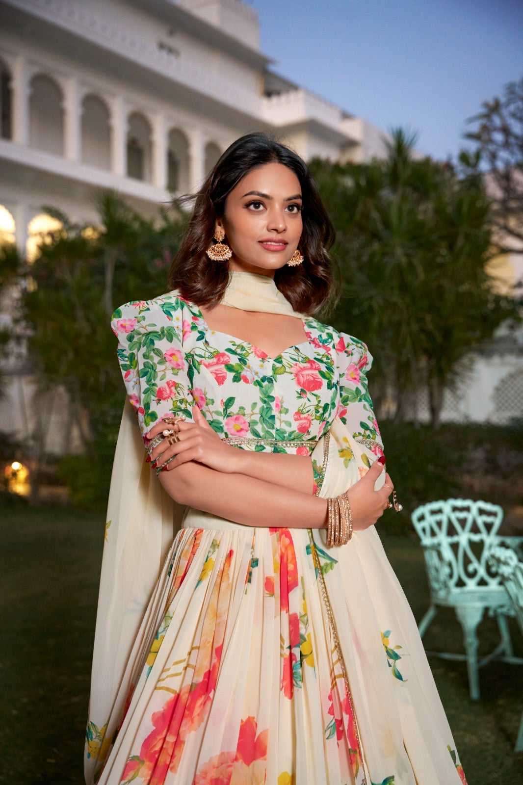 Twirl & Tell - Beautiful Floral Statement Soft Georgette Fully Stitched Lehenga Set