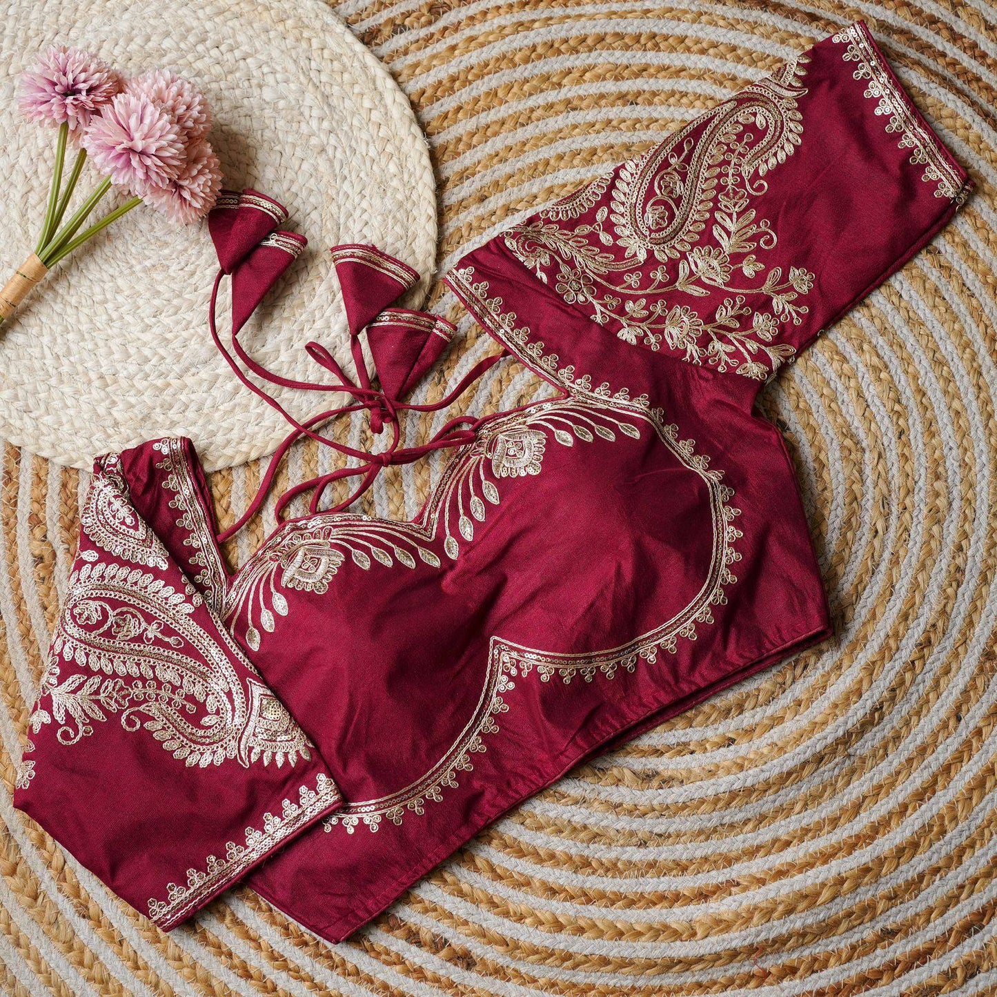 Mohini - Gold Embroidered Readymade Blouse