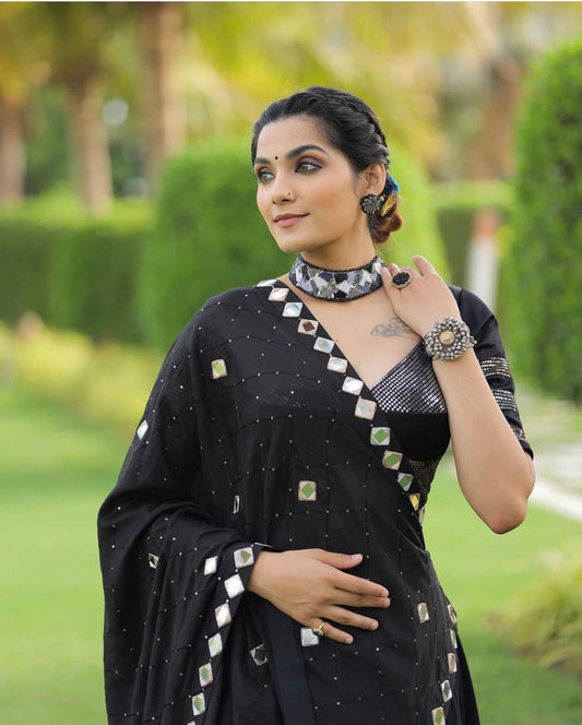 Black Premium Mirror fully stitched lehenga