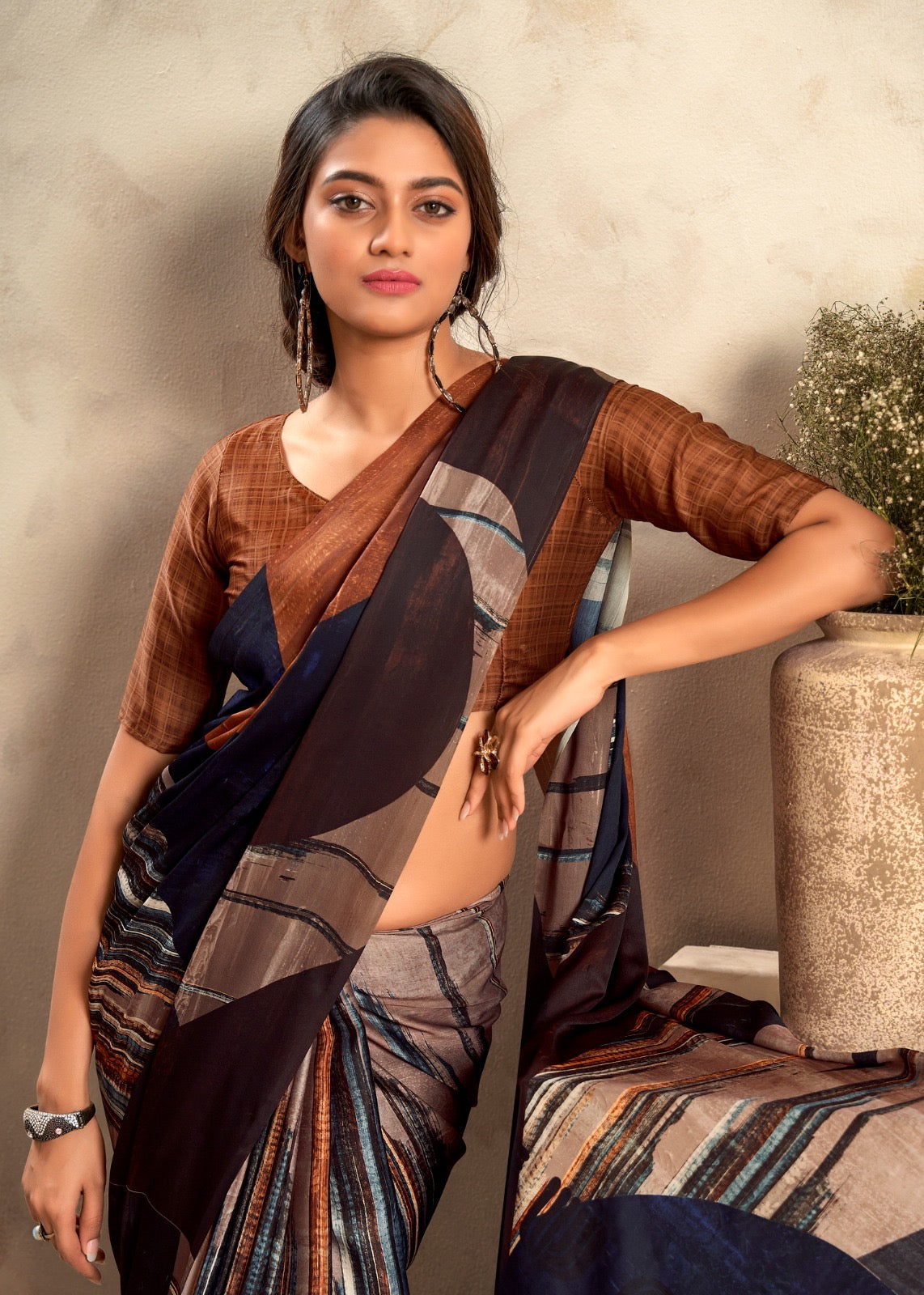 Soft satin silk printed sarees