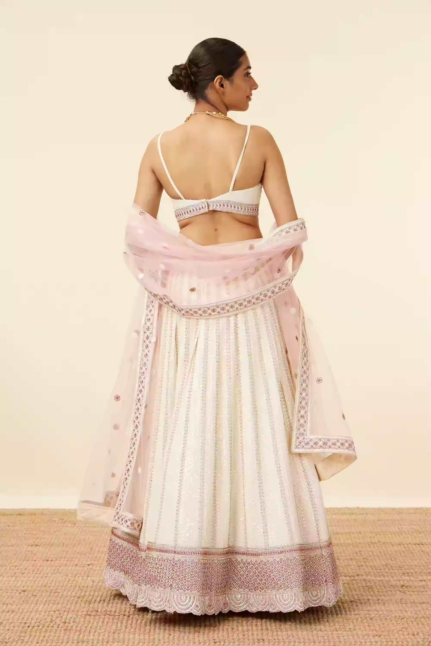 Cream lehenga with rose water dupatta fully stitched