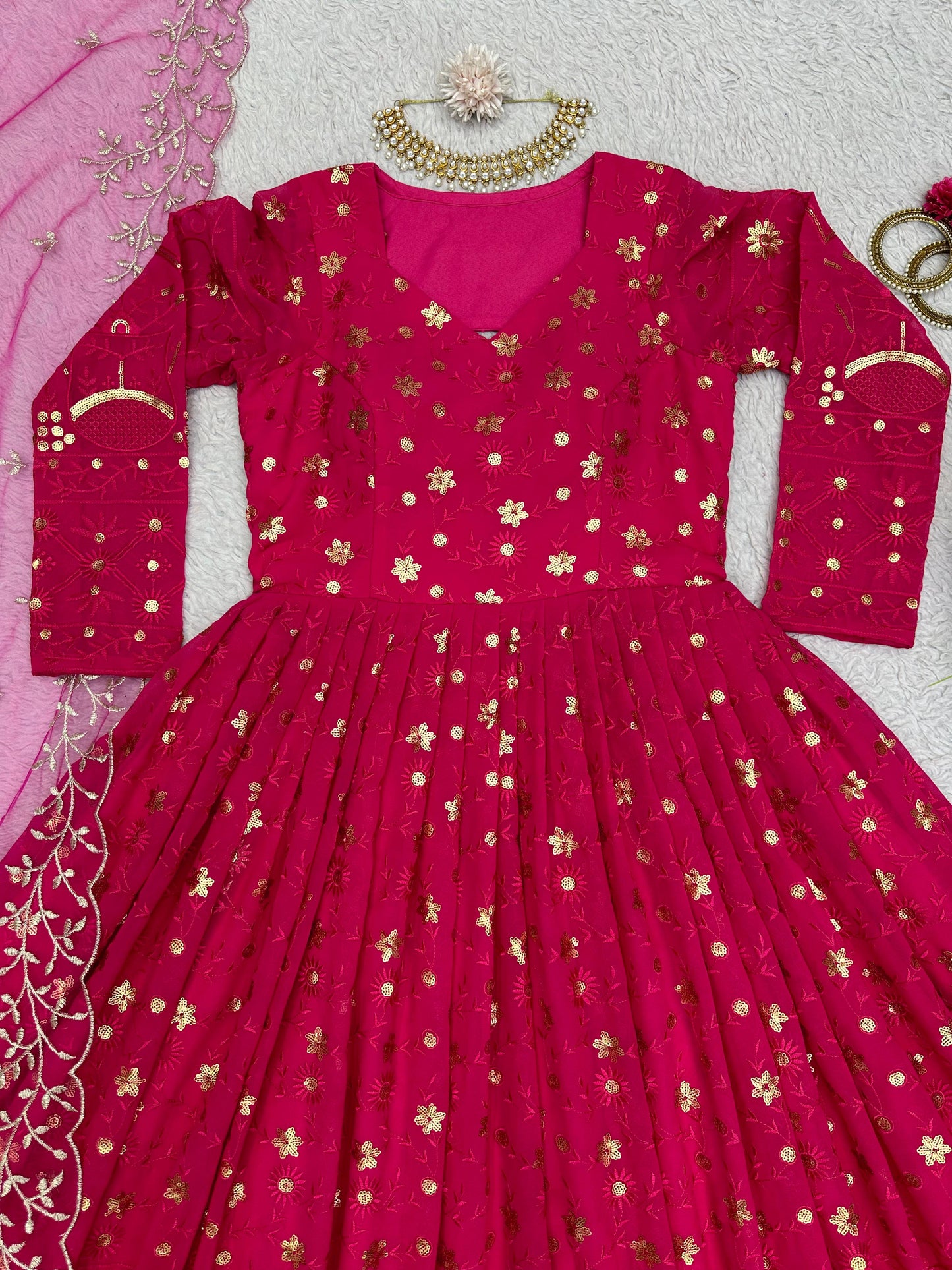 Rani pink georgette Gown