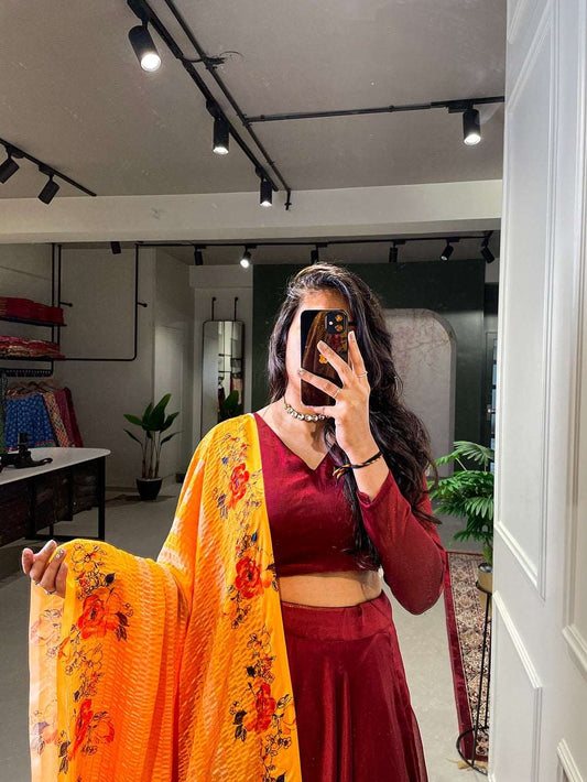 Casual maroon lehenga