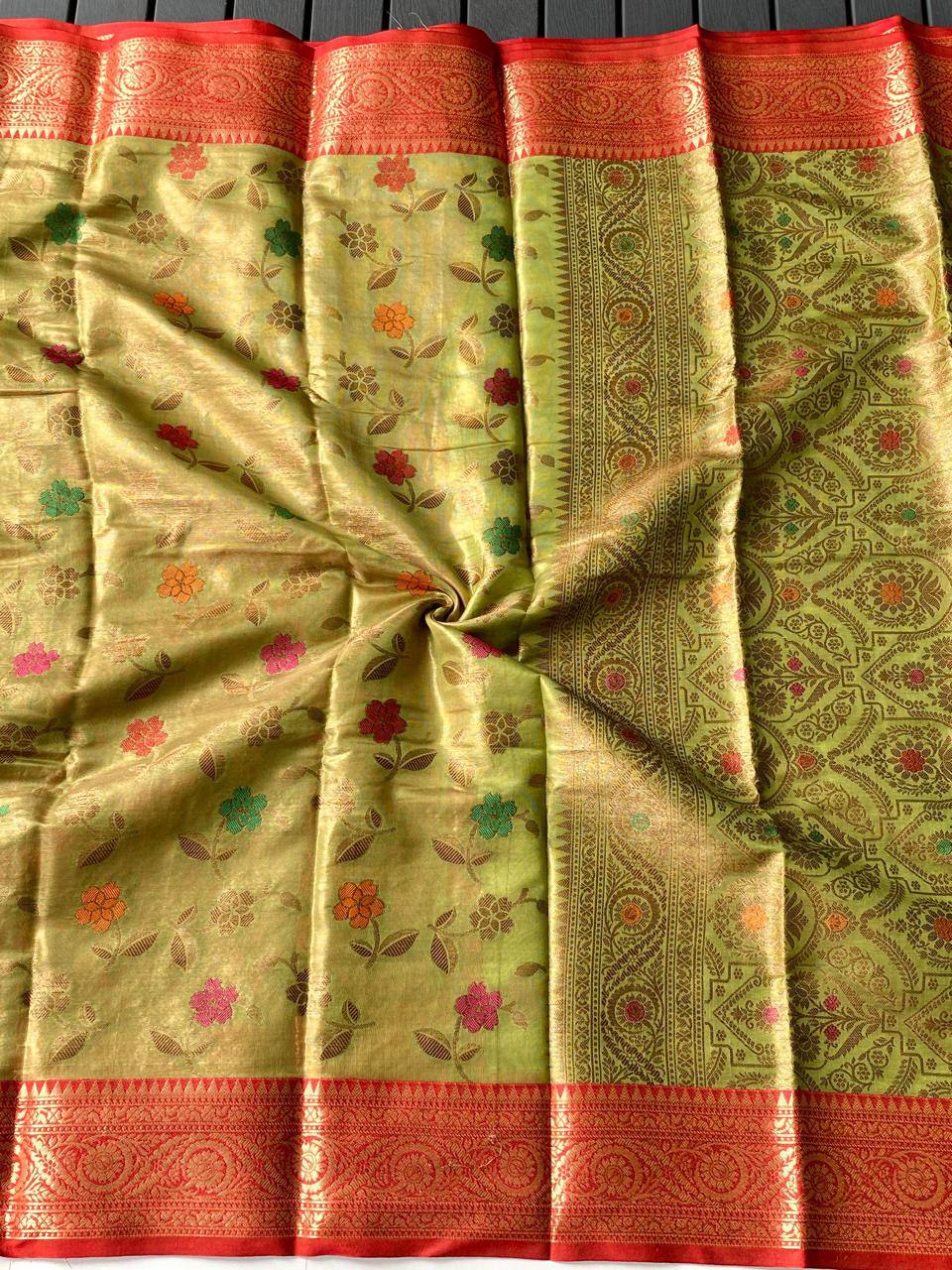 Veeny - Premium Organza Tissue Silk Saree with Readymade Blouse