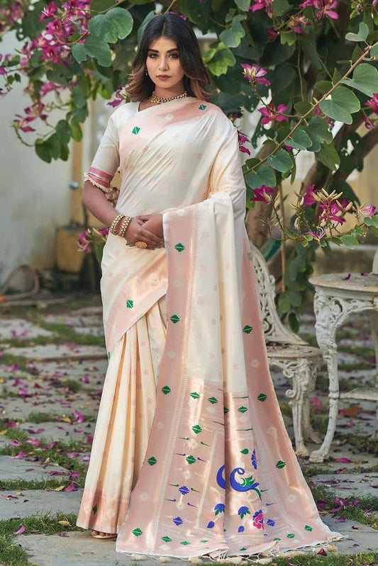Pure silk zari weaved saree with stitched blouse