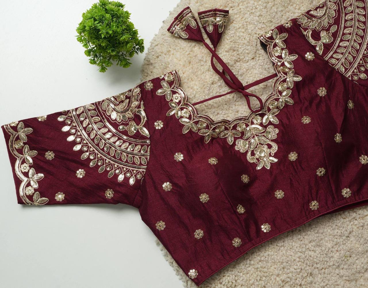 Ruhi - Beautiful Copper Gold Embroidered Work Fully Stitched Blouse to pair with Saree or Lehenga