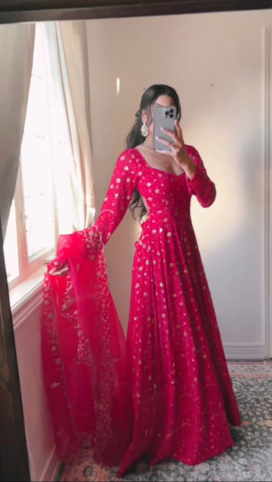 Rani pink georgette Gown