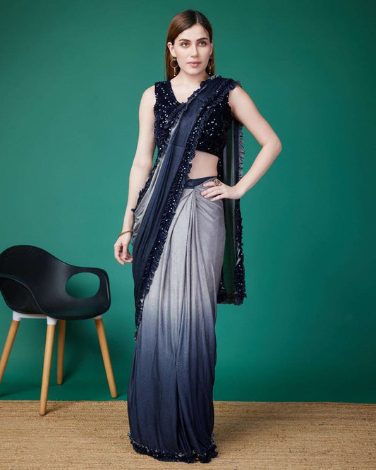 Imported Omber sequins saree with stitched blouse