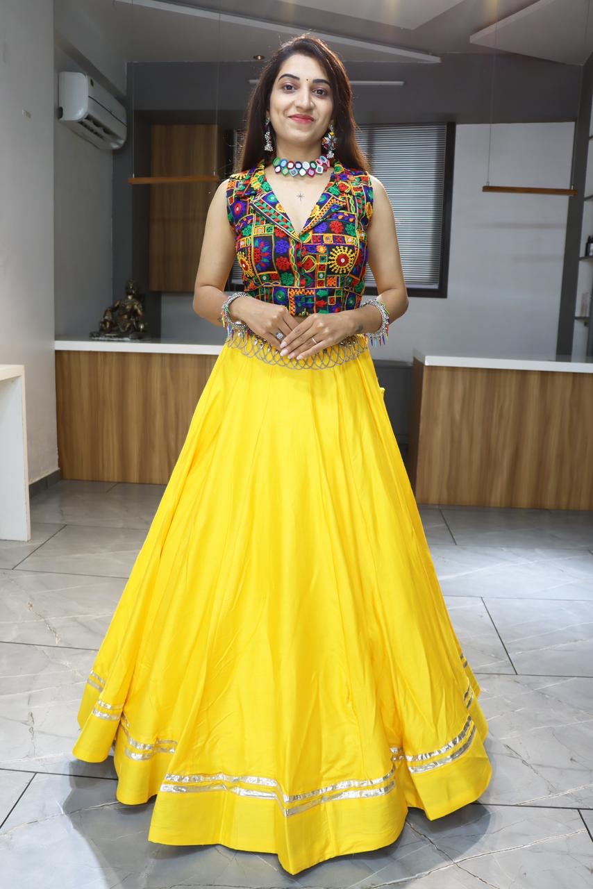 Ethnic Navratri 8 Colours Pure Cotton Chaniya Choli with Gamthi Work Fully Stitched