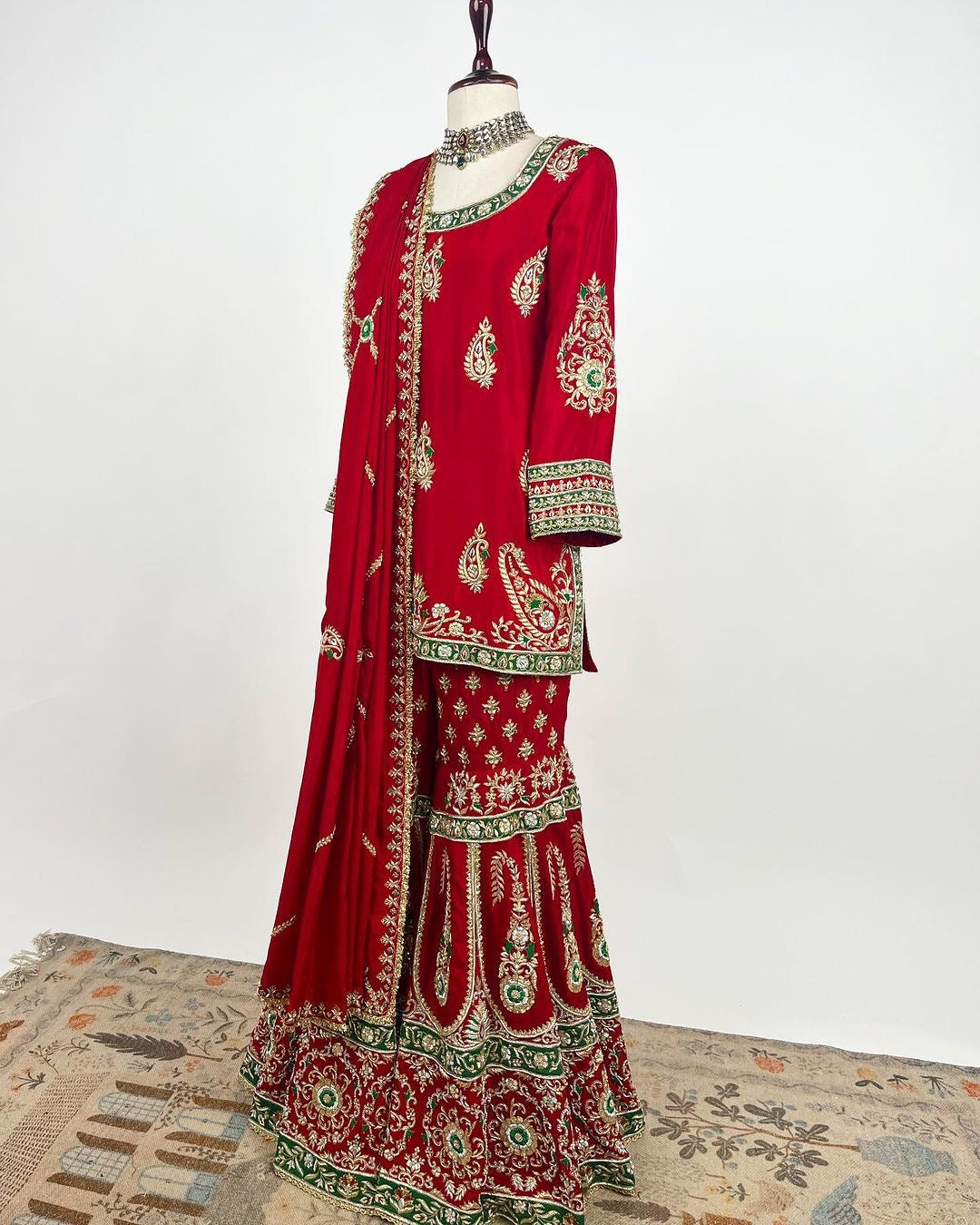 Red Sharara suit Georgette fully stitched