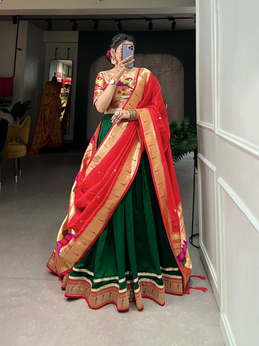 Viyana - Green silk lehenga