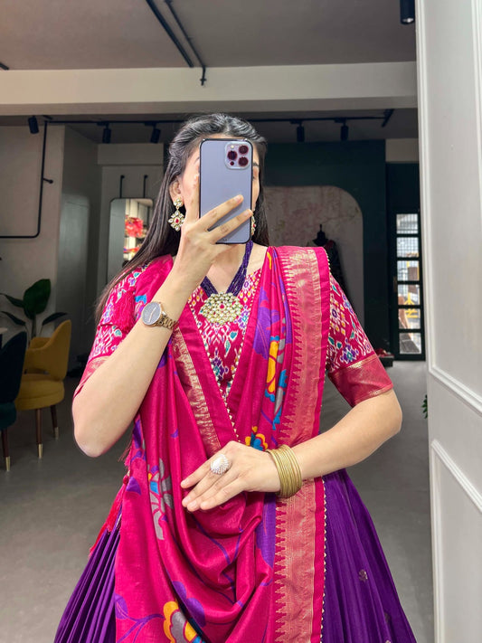 Purple and Pink Silk Premium Chaniya Choli with Traditional Style