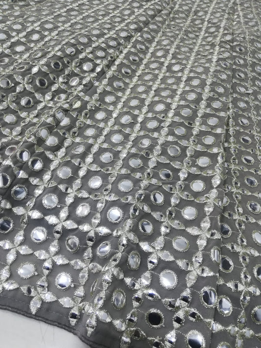 Full Work Grey Premium Fully Stitched Georgette Lehenga