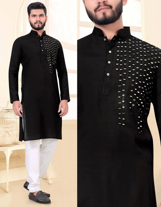 Off set mirror work kurta with pant