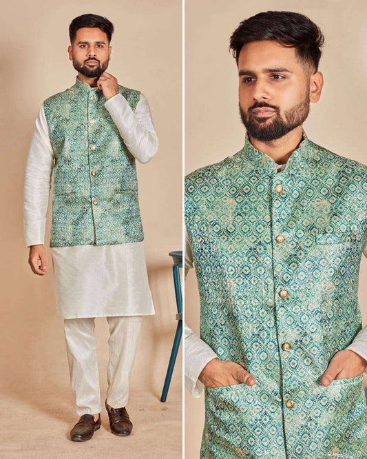 Green Koti Kurta with Pajama traditional ethinic for every occasion