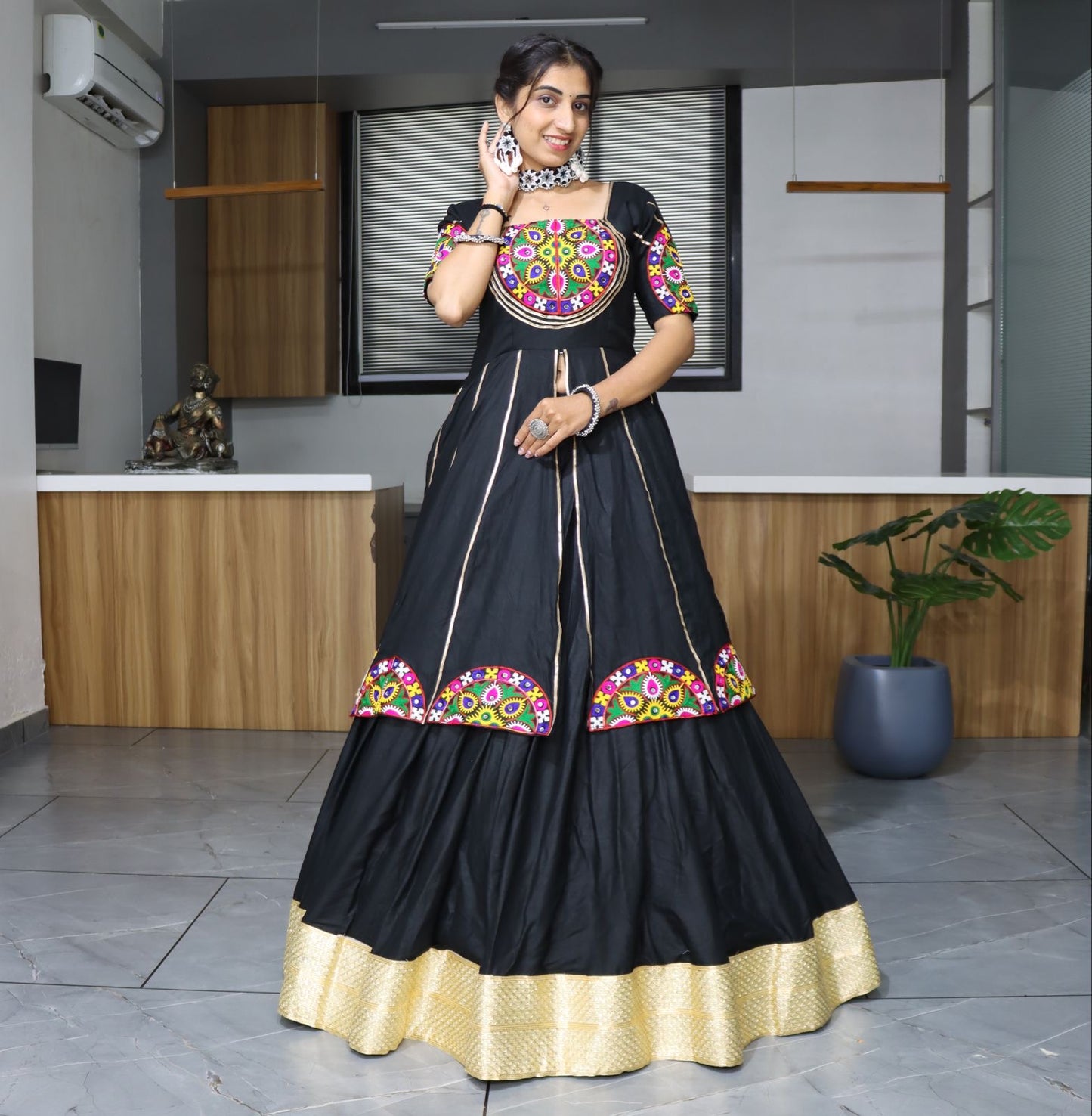Unique Black Indo Western Style Navratri Special Chaniya Choli Fully Stitched