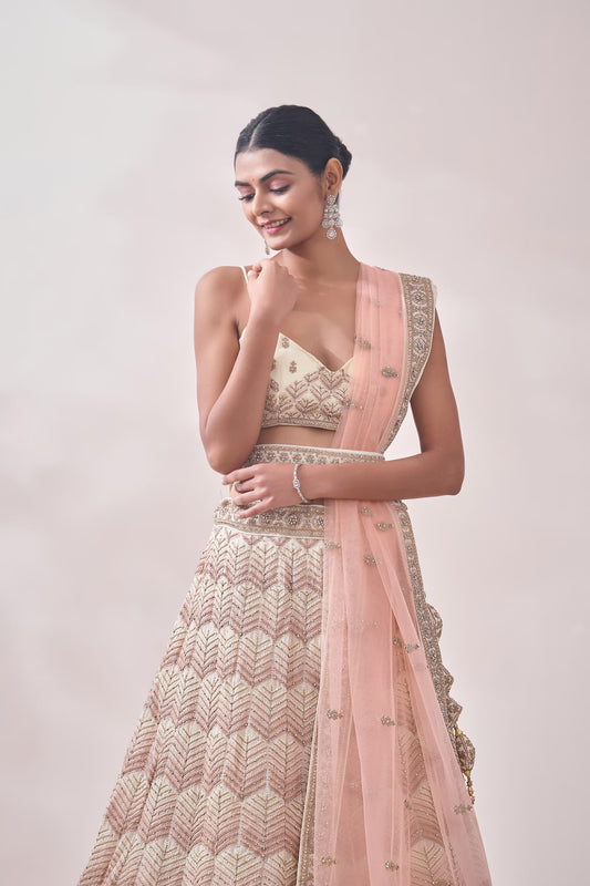 Peach georgette lehenga fully stitched