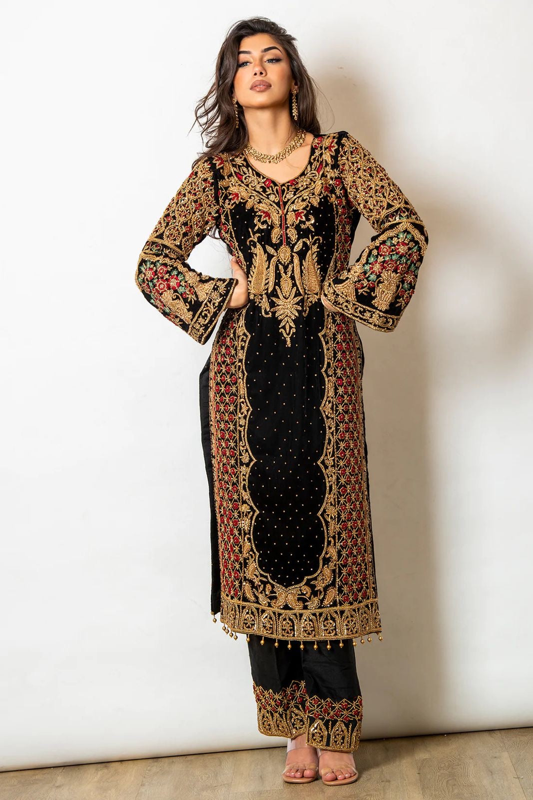 Black georgette suit fully stitched