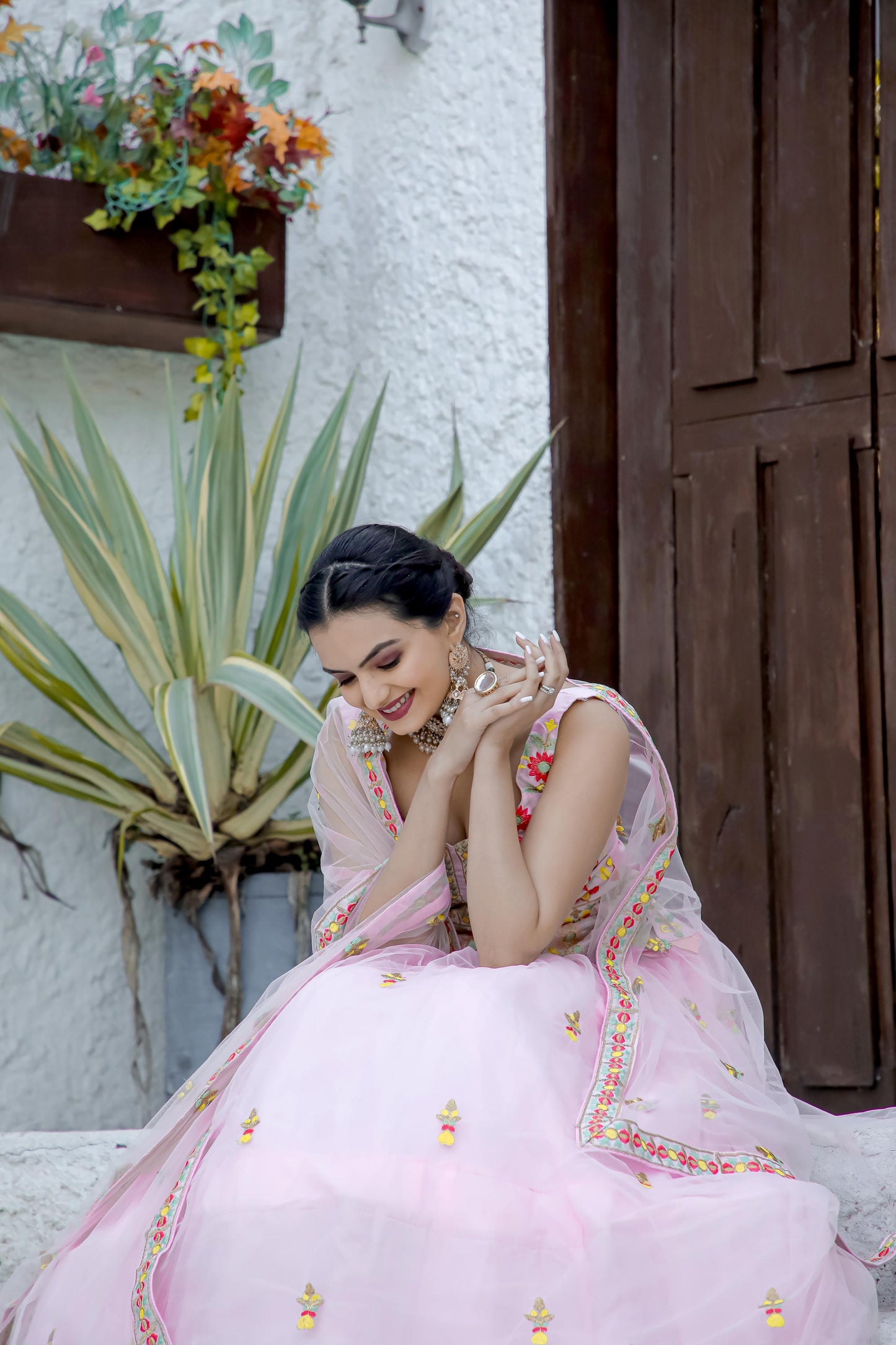 Baby Pink Double Layered Lehenga fully stitched