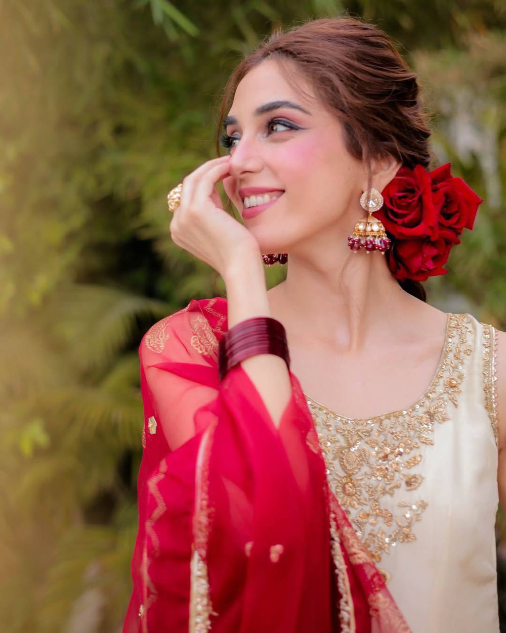 Cream & Pink Beautiful Embroidered Classic Sharara Suit Fully Stitched