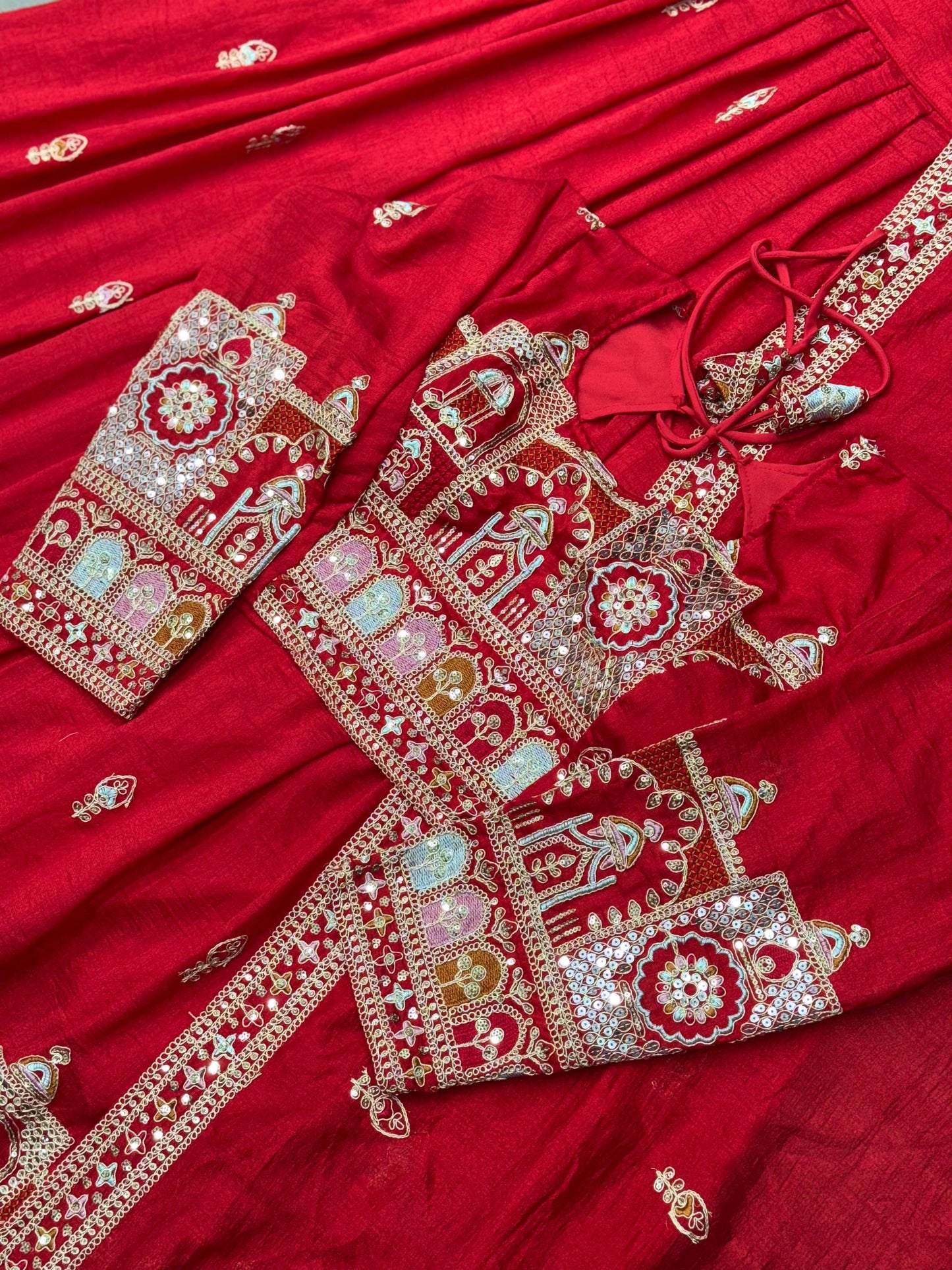 Navratri Special Vichitra Silk with Beautiful Embroidered Fully Stitched Lehenga