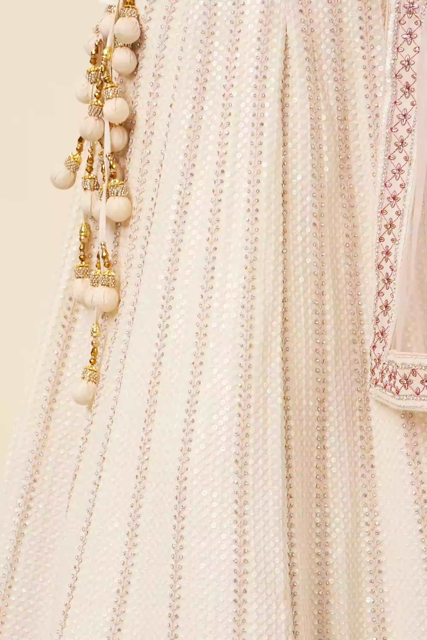 Cream lehenga with rose water dupatta fully stitched