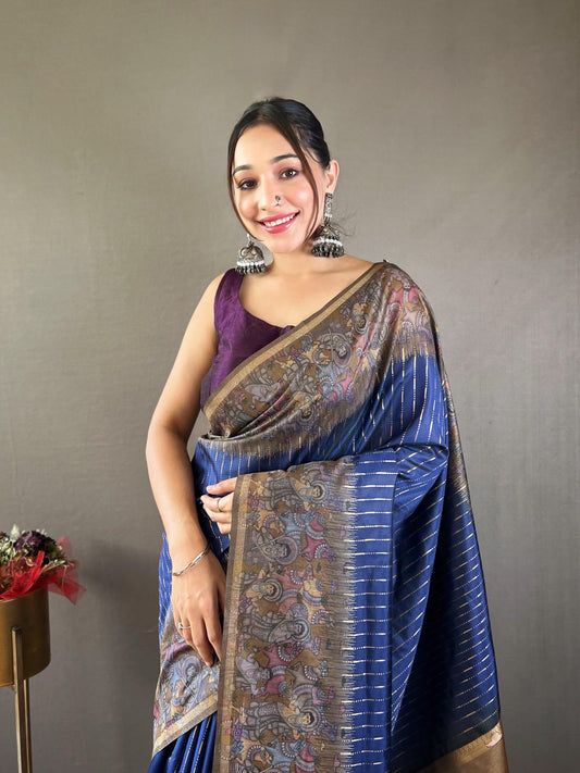 Smriti - Soft Chanderi Silk Saree with Prints and Stitched Blouse Options