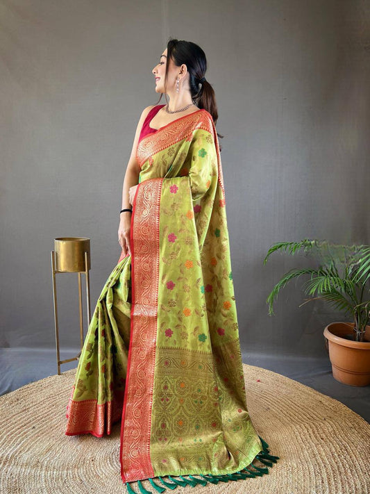 Veeny - Premium Organza Tissue Silk Saree with Readymade Blouse