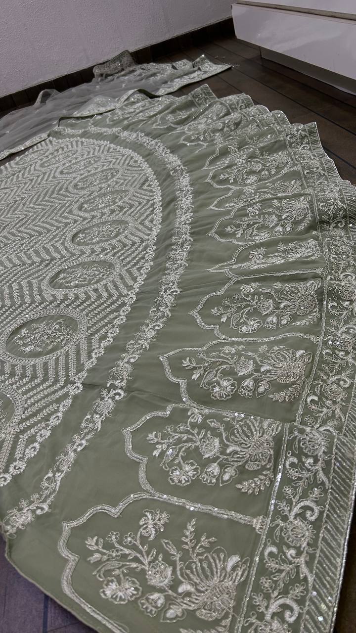 Premium Pista brown fully stitched lehenga