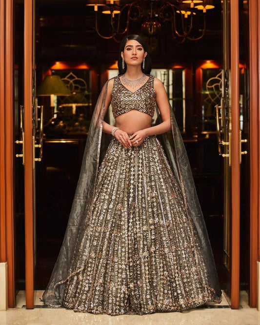Silver Grey Premium Lehenga fully stitched
