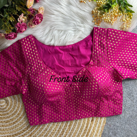 Beautiful Meena Silk Readymade Butti Jacquard Blouse