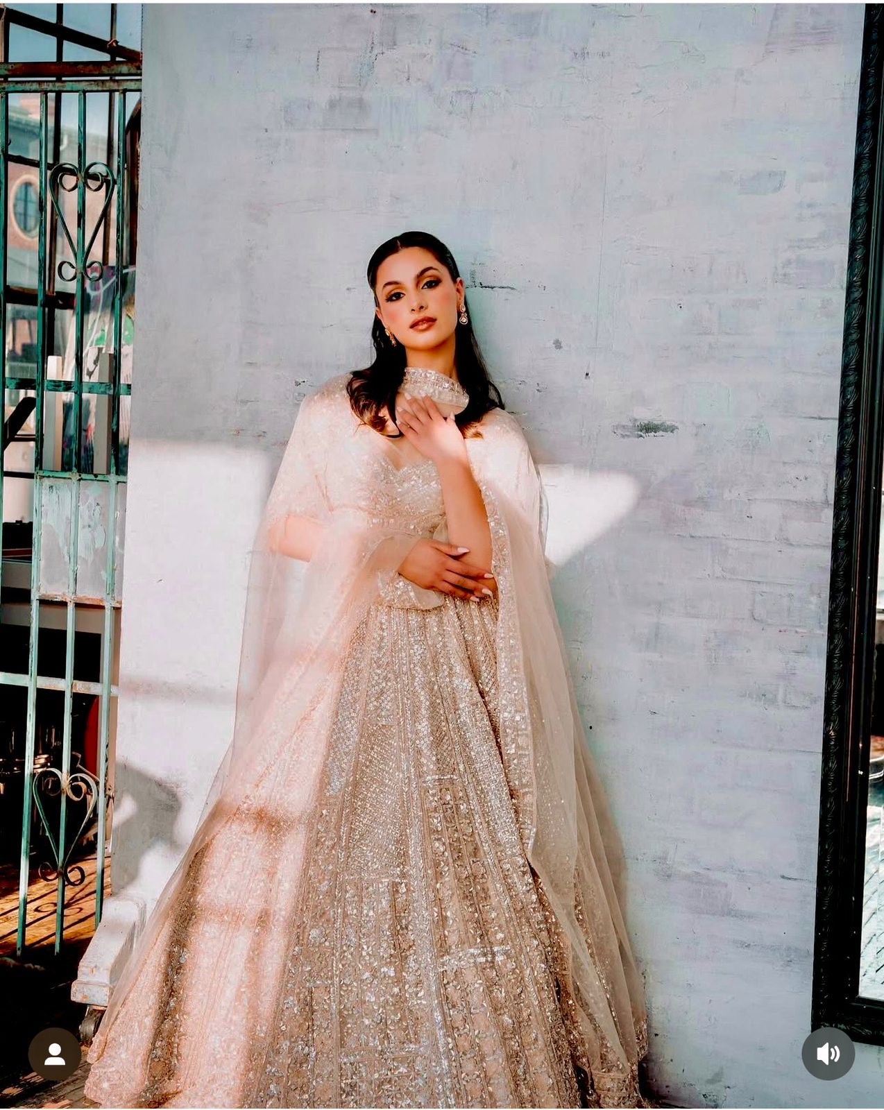 Unique Copper Gold Colour Premium Shimmering Sequins Fully Stitched Lehenga
