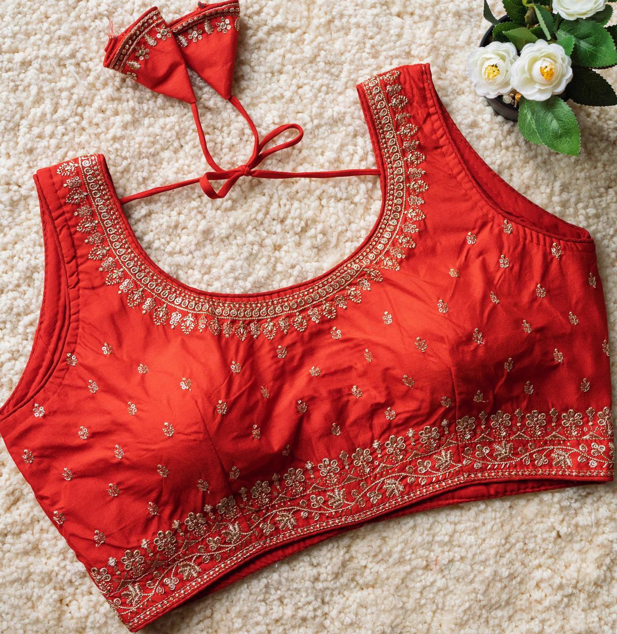 Beautiful Sleeveless Readymade Blouse in Pretty Shades