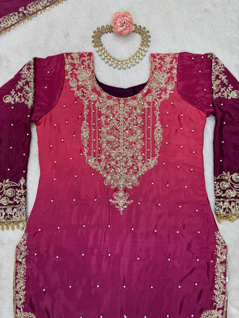 Premium work dual tone Sharara set fully stitched