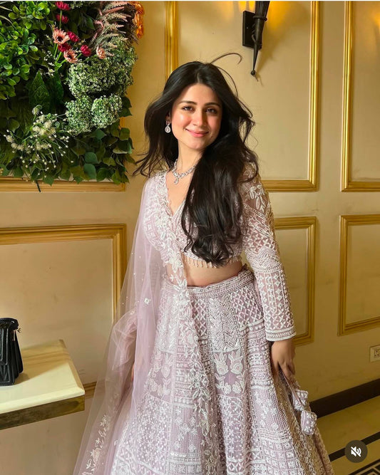 Siya - Pastel Light Colour beautiful Net Embroidered Lehenga