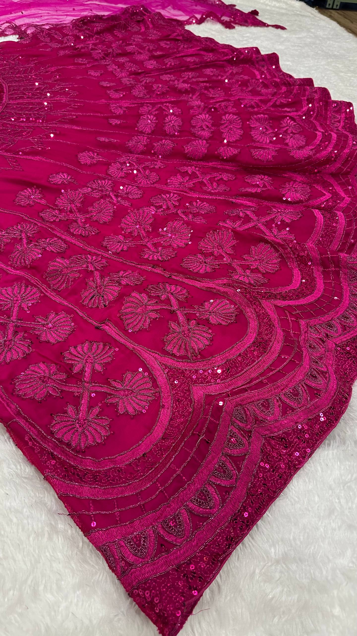 Premium Silk Pink Heavy Embroidered Lehenga Fully Stitched