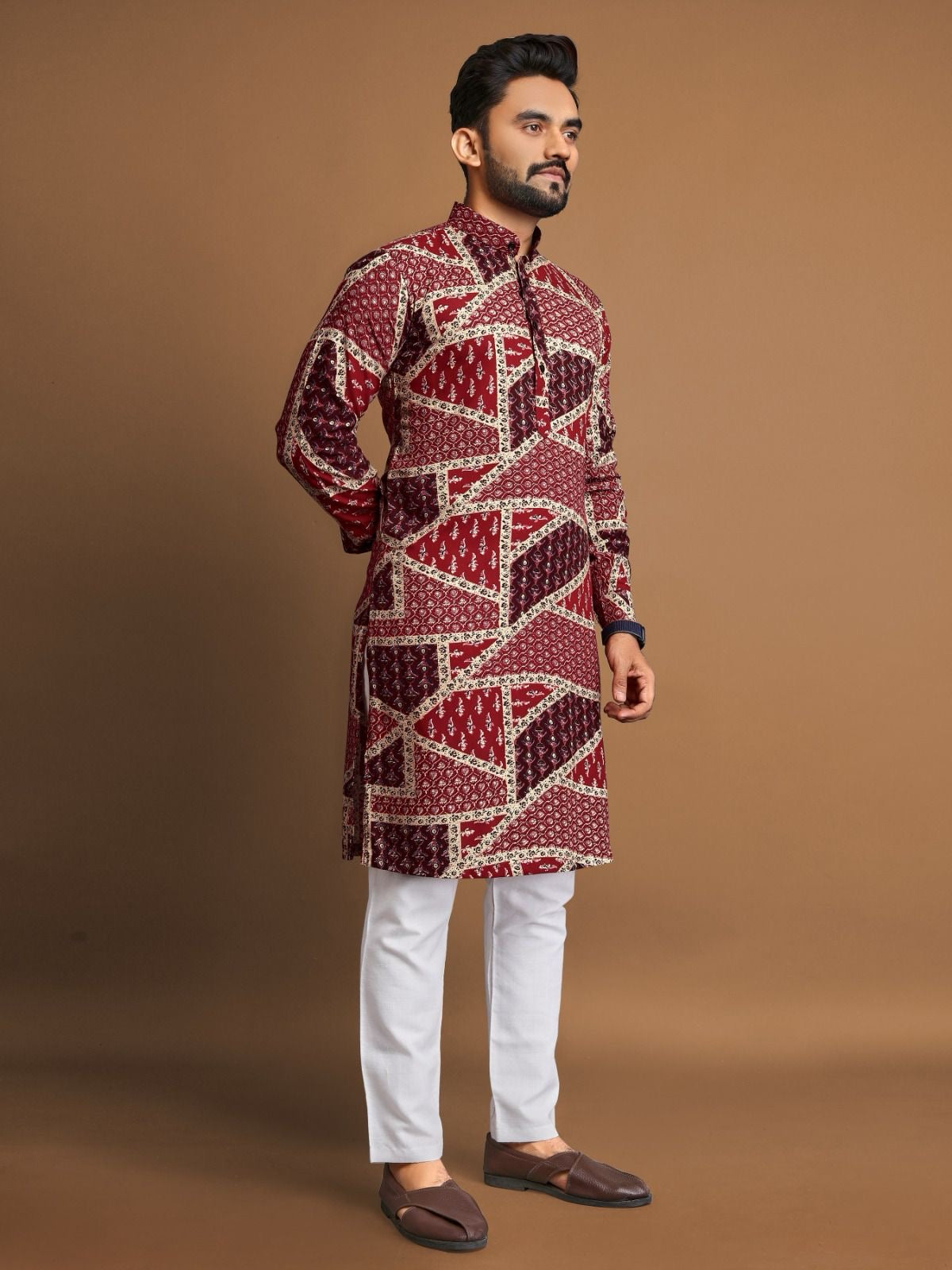 Men's Soft Cotton Foil Print Kurta with Cotton Pajama for every occasion