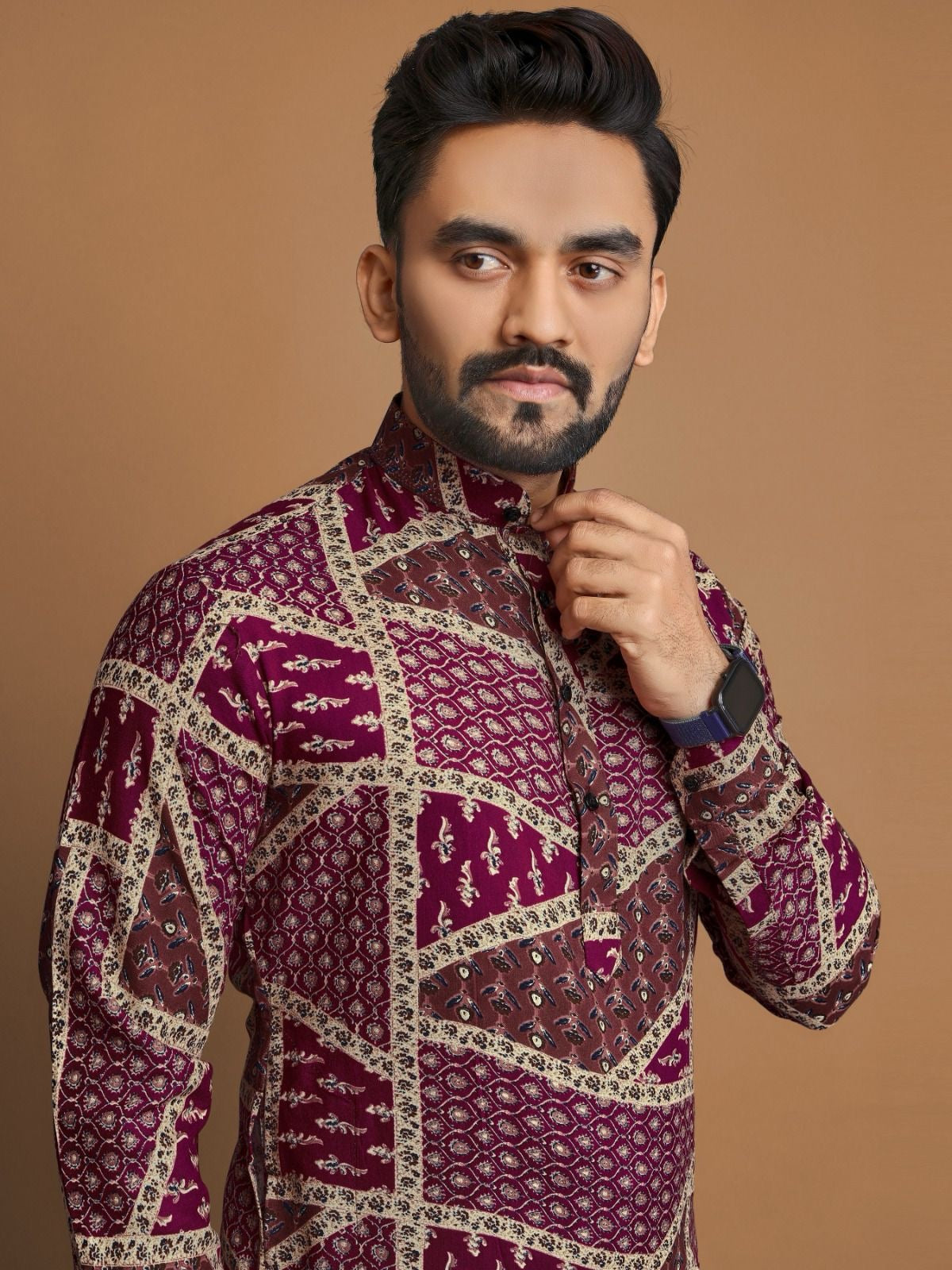 Men's Soft Cotton Foil Print Kurta with Cotton Pajama for every occasion