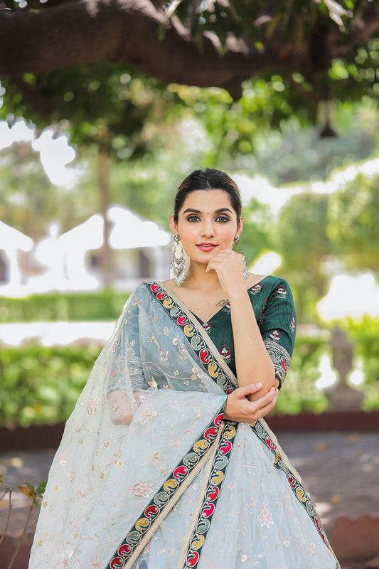 Premium organza work lehenga