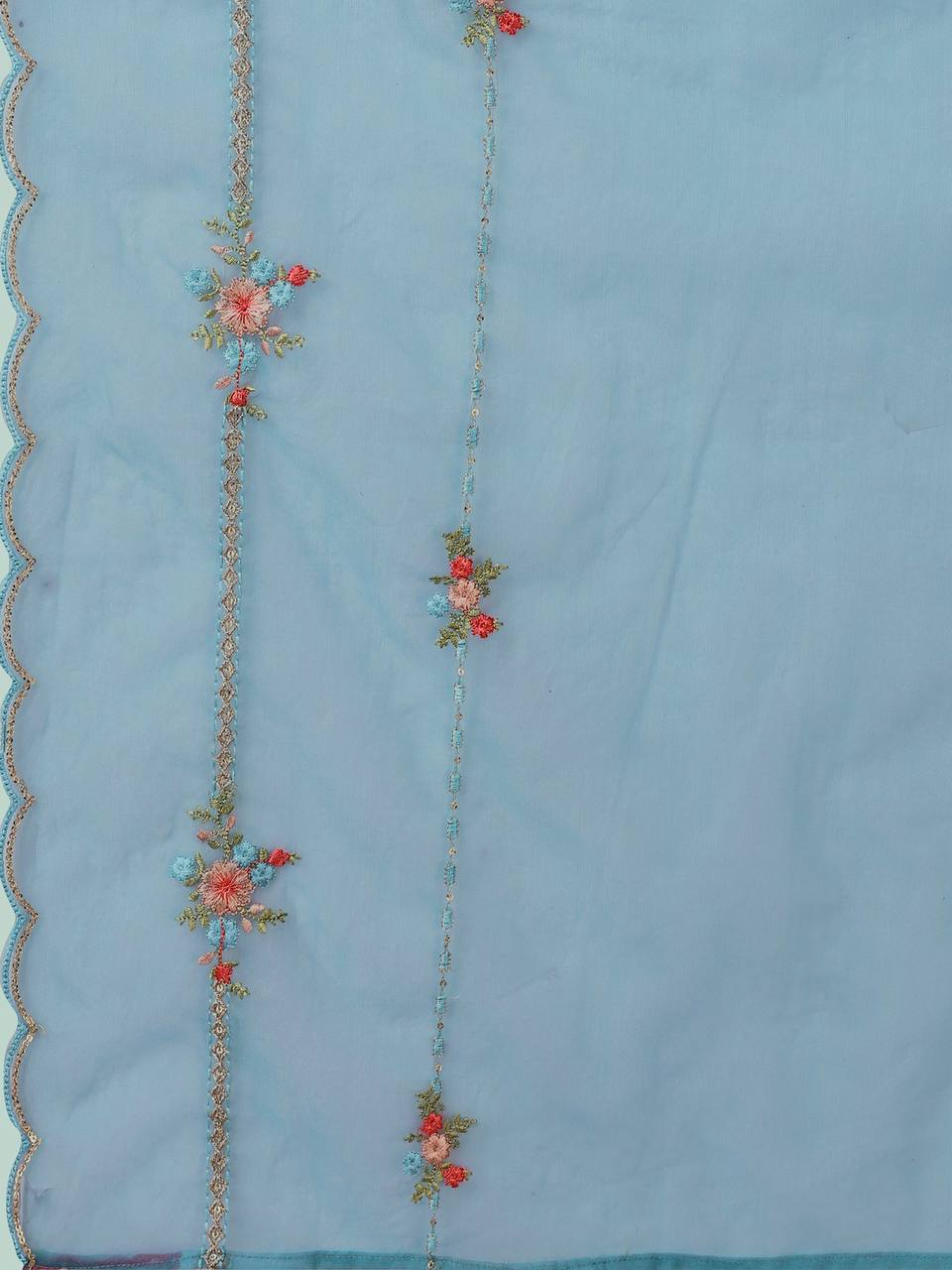 Sapphire blue embroidered kurti set