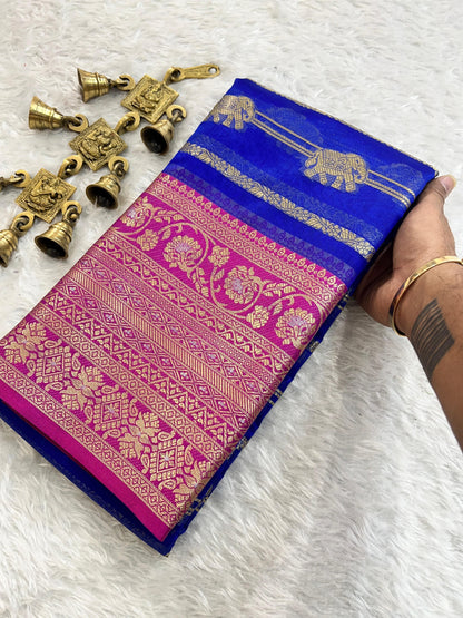 Handloom pattu silk saree with blouse