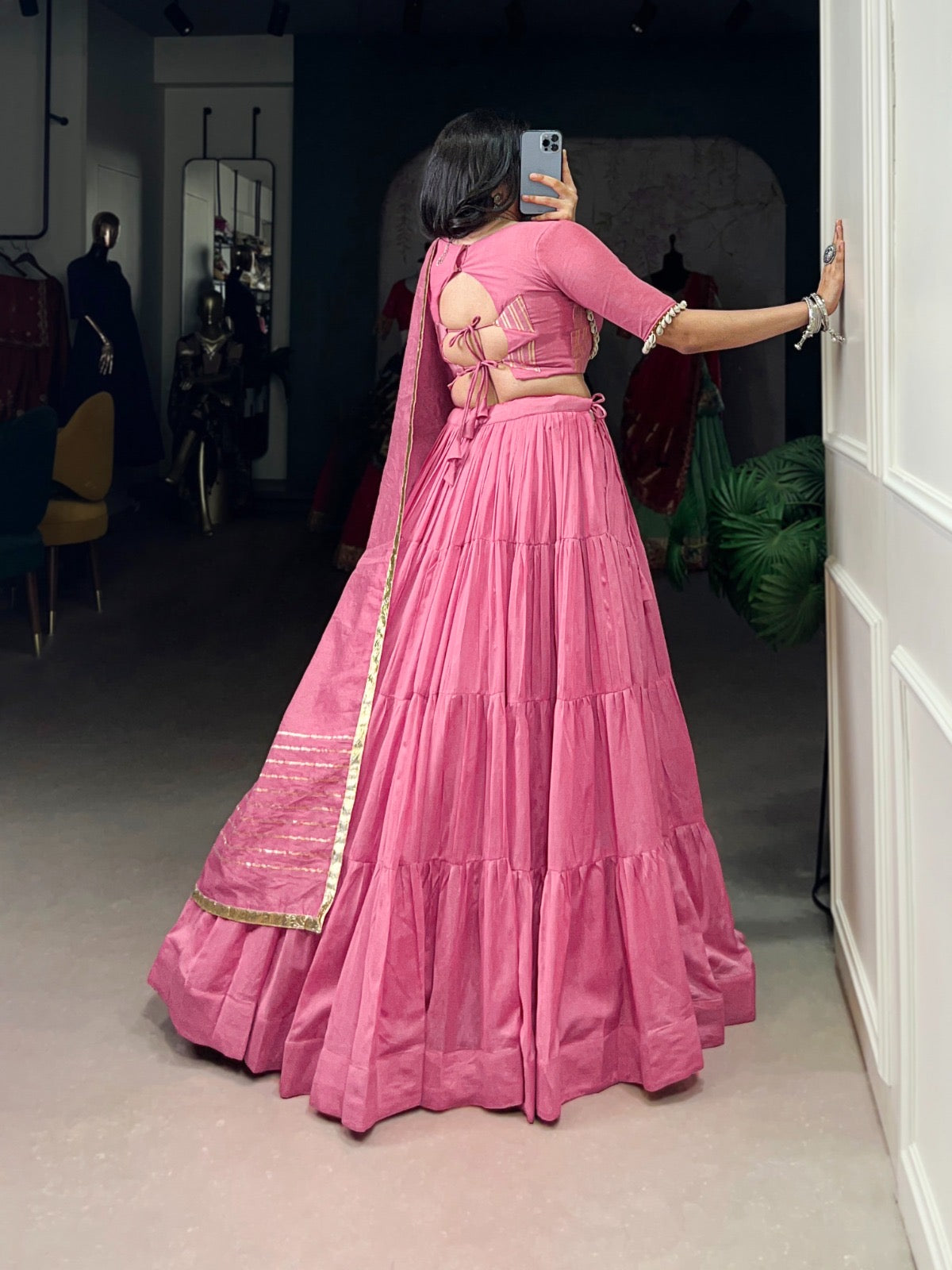 Kahani - Pastel Pink Silk Minimalist Fully Stitched Lehenga