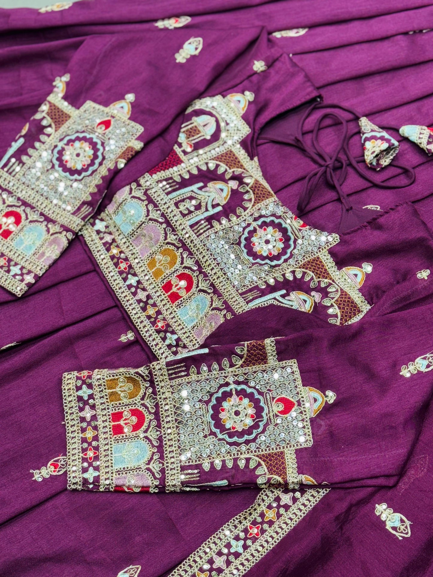 Navratri Special Vichitra Silk with Beautiful Embroidered Fully Stitched Lehenga