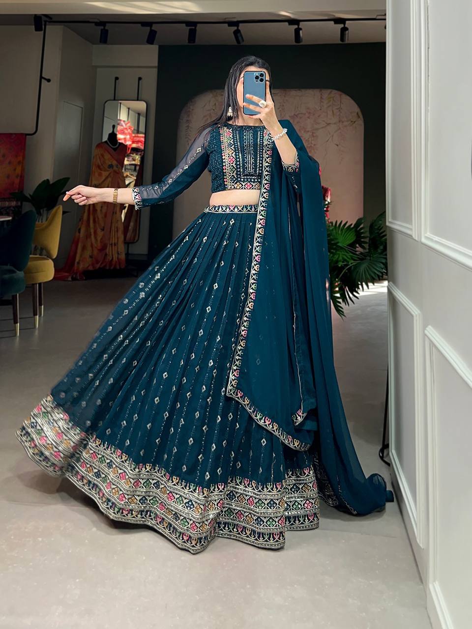 Dariyaa - a morpinch premium fully stitched lehenga