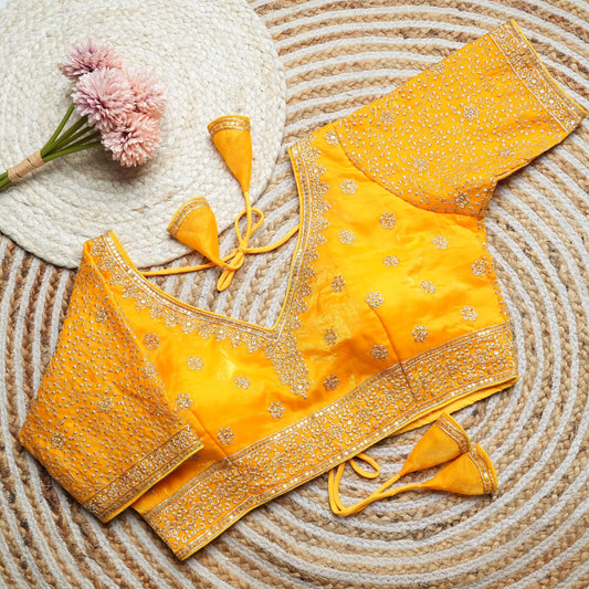 Vedika - Beautiful Work Readymade Silk Blouse to pair with sarees or lehengas