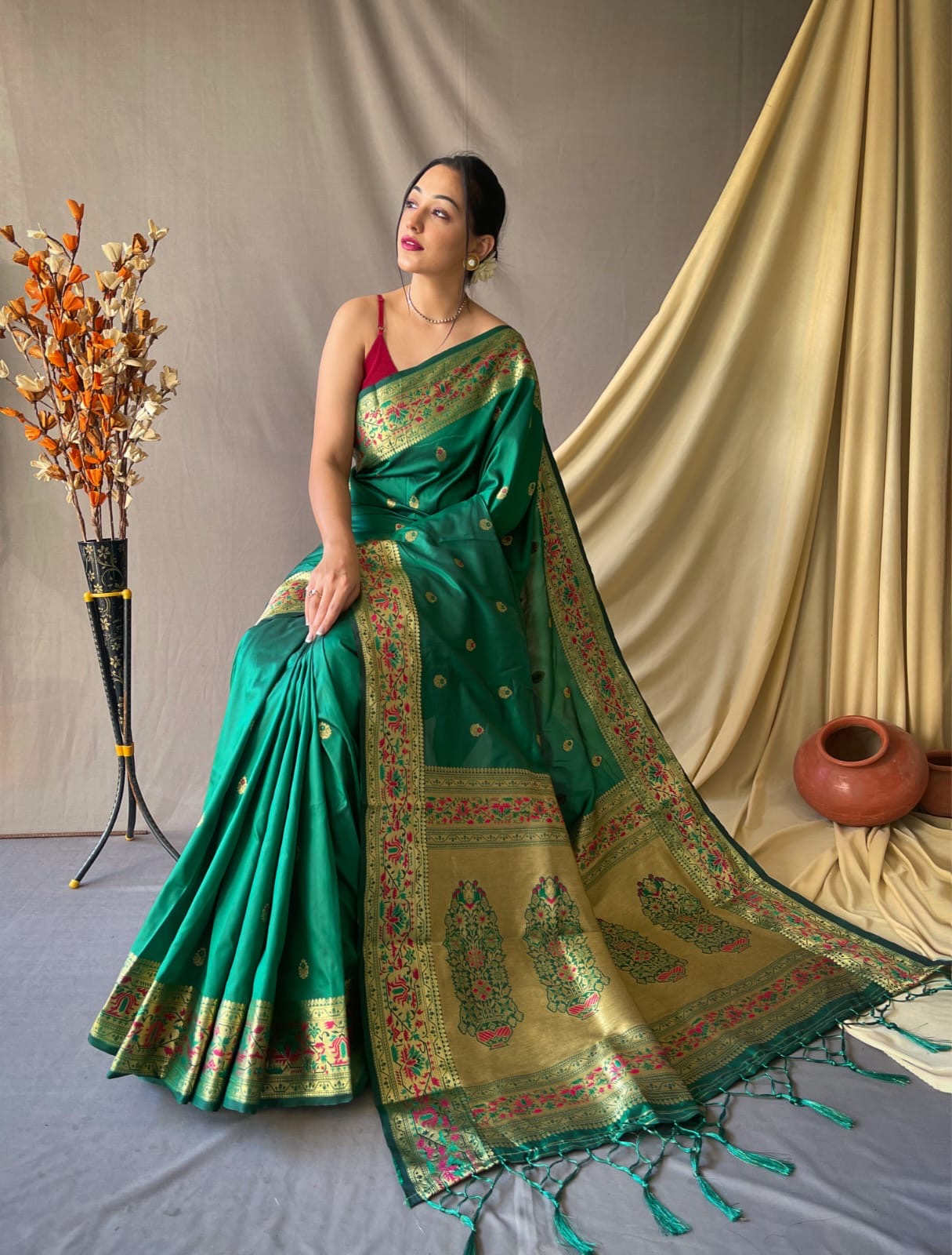 Pure paithani silk saree with stitched blouse