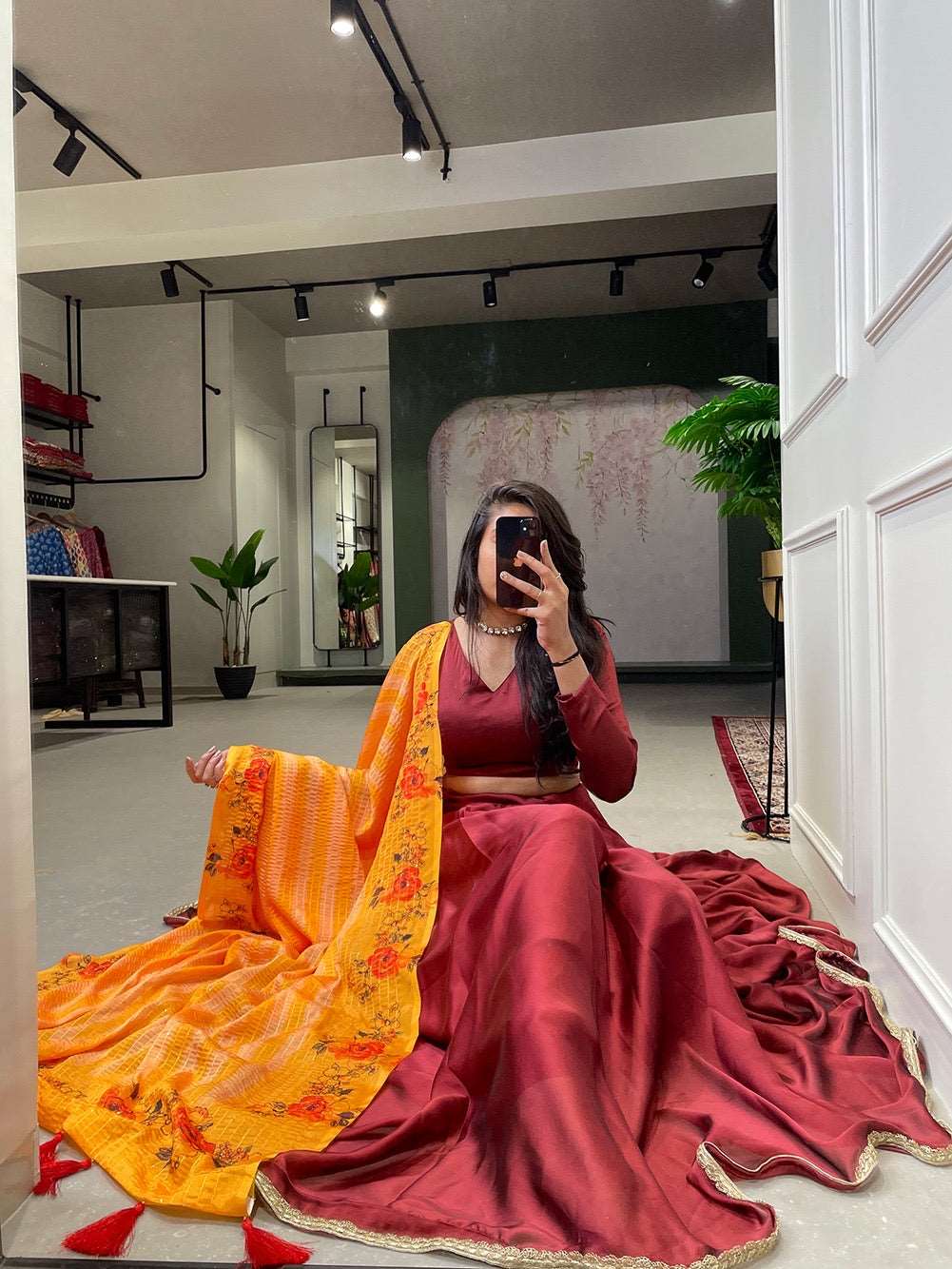 Casual maroon lehenga