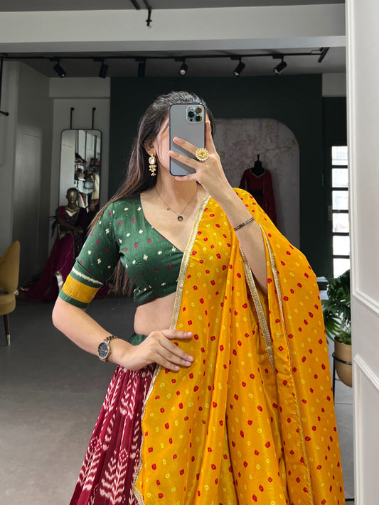 Navratri Special Silk Chaniya Choli with Traditional Prints Fully Stitched